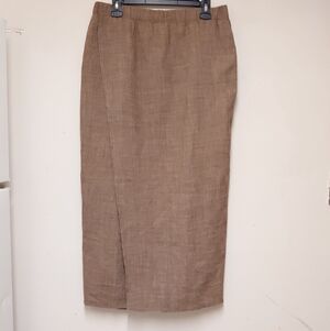 Go Lightly Women's Brown Linen Maxi Wrap Skirt Size 2